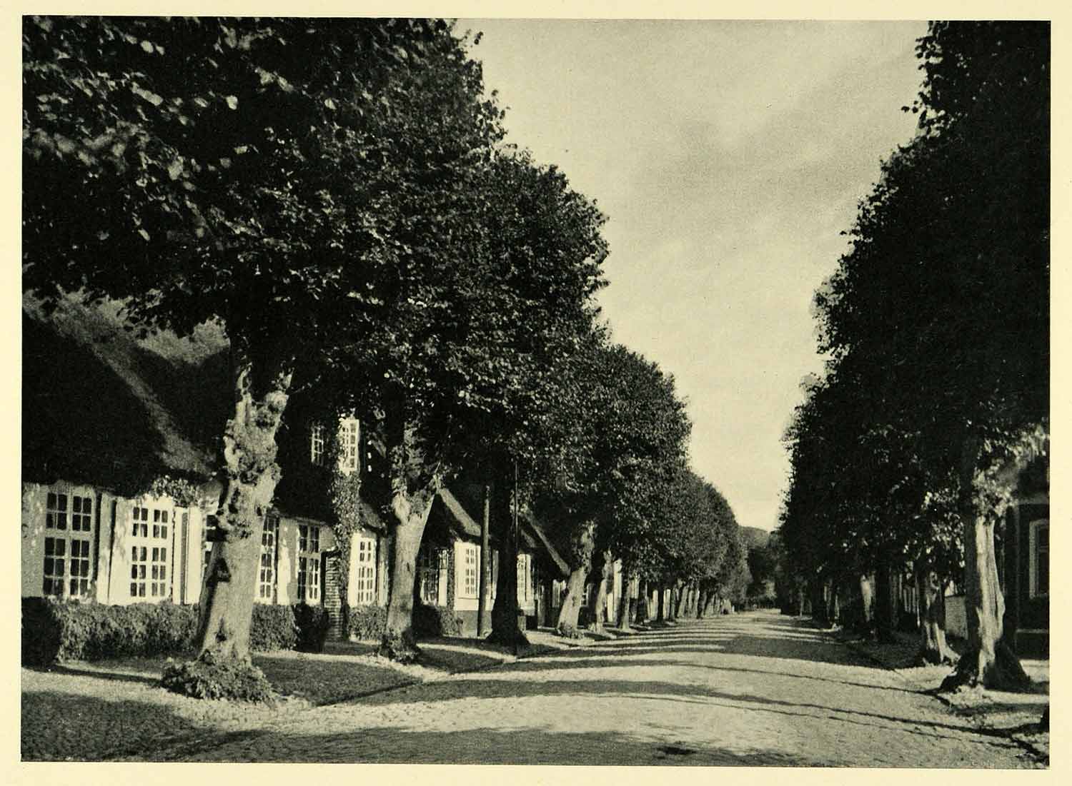 1949 Print Mogeltonder Denmark Jutland Slotsgaden Castle Streetscape Lime XGH9