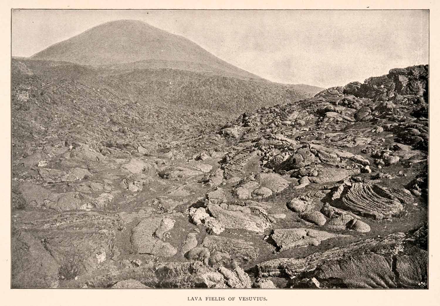 1904 Print Lava Filed Vesuvius Italy Cinder Cone Volcano Ash Mountain XGHA3