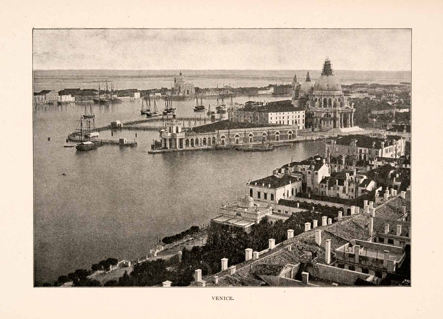 1904 Print Venice Italy Cityscape Coast Port Dock Sea Peninsula City XGHA3