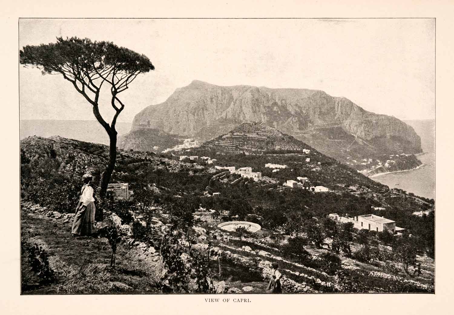 1904 Print Capri Italy Landscape Mountain Island Ruins Peak Coast Sea Rome XGHA3
