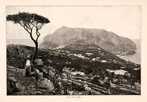 1904 Print Capri Italy Landscape Mountain Island Ruins Peak Coast Sea Rome XGHA3