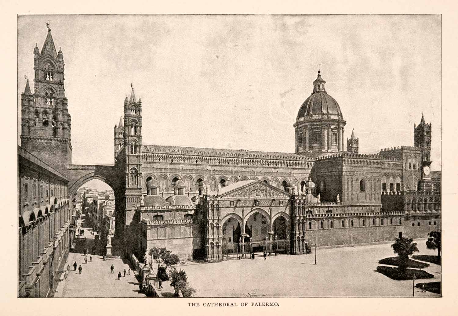 1904 Print Cathedral Palermo Italy Courtyard Church Roman Catholic Sicily XGHA3