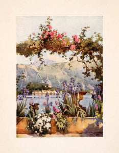 1908 Print Ella Du Cane Art Cadenabbia Lago di Como Italian Lake Floral XGHA5