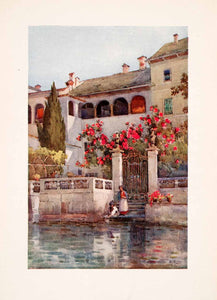 1908 Print Lake D'Orta Italy Garden Waterfront Architecture Ella Du Cane XGHA5