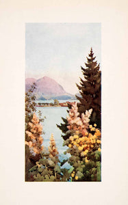 1908 Print Italian Garden Lake Landscape Floral Botanical Ella Du Cane XGHA5