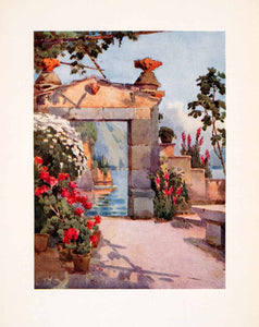 1908 Print Varenna Lake Como Botanical Garden Terrace Doorway Ella Du Cane XGHA5