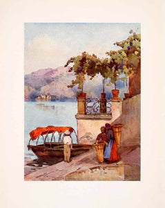 1908 Print Italian Marketplace Venetian Boat Garden Terrace Ella Du Cane XGHA5