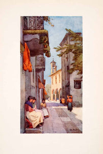 1908 Print Orta Italy Daily Life Streetscape Cityscape Ella Du Cane XGHA5