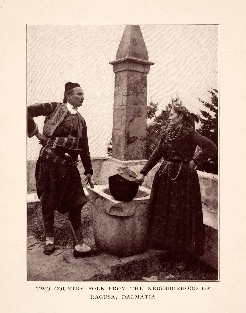 Halftone Print Austria Ragusa Dalmatia Costume Hungarian Man Woman Country XGHA7