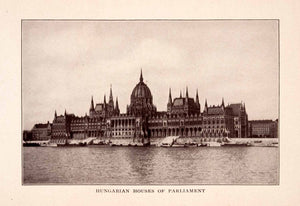 Halftone Print Hungary Parliament Architecture Budapest Danube River XGHA7