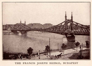 Halftone Print Francis Joseph Bridge Budapest Hungary Architecture Liberty XGHA7