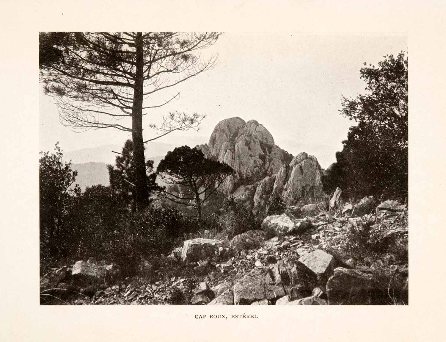 1905 Halftone Print Cap Roux Esterel France Liguria Cote d'Azur Landscape XGHA8