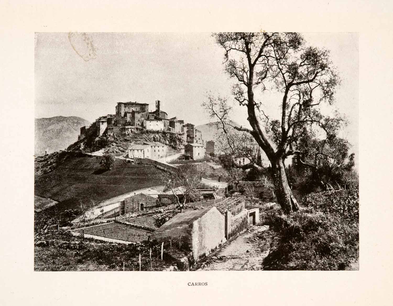 1905 Halftone Print Cityscape Carros France Alps Architecture Landscape XGHA8