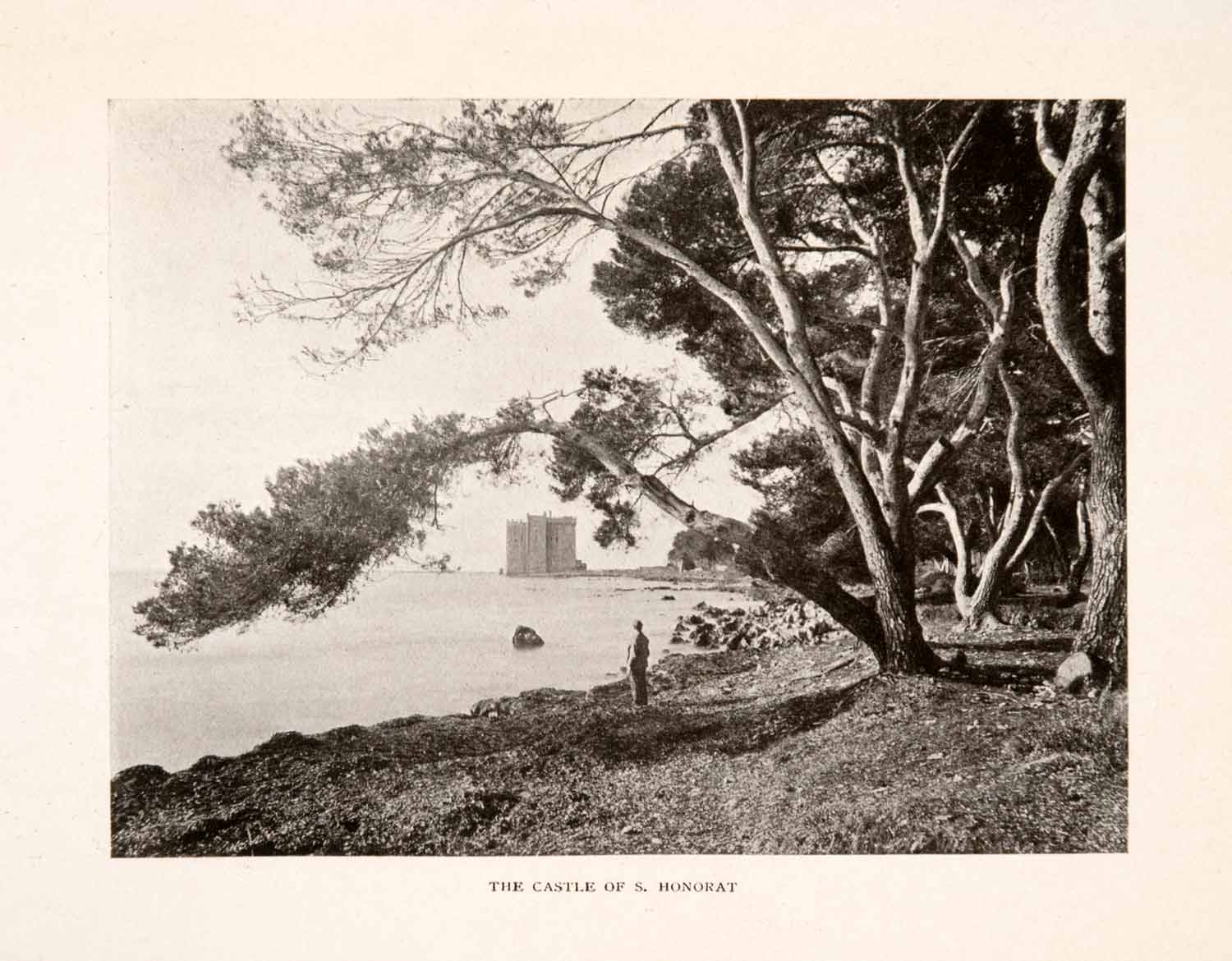 1905 Halftone Print Castle St Honorat Monk Landscape France Riviera Cote XGHA8