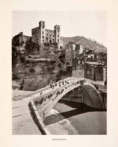 1905 Halftone Print Dolceacqua Italy France Riviera Ponente Bridge Cote XGHA8