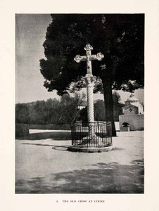 Halftone Print Nice Cimiez Cross Sculpture Religious Stone Crucifix XGHA9