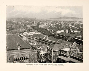 1903 Print Bombay Mumbai India Rooftop Birds Eye View Cityscape Historic XGHB2