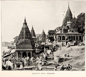 1903 Print River Ganges Bathing Ghat Benares Varanasi India Historical XGHB2