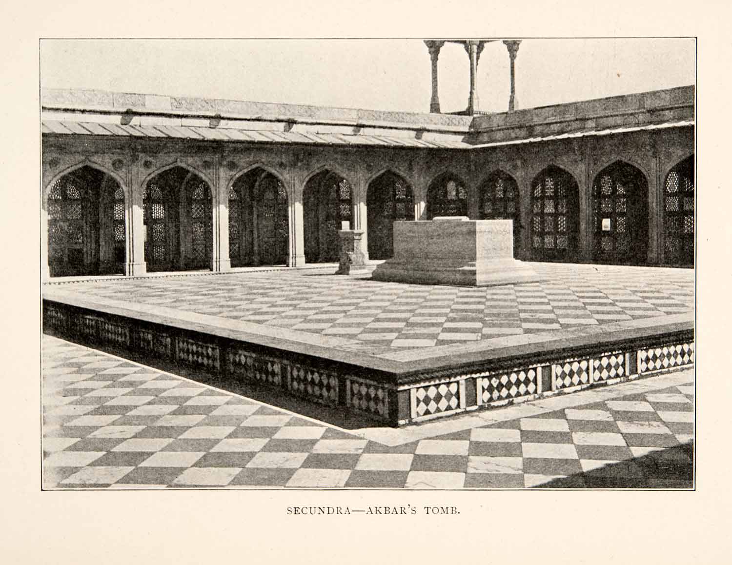 1903 Print Akbar Great Tomb Court Interior Mughal Architecture Sikandra XGHB2