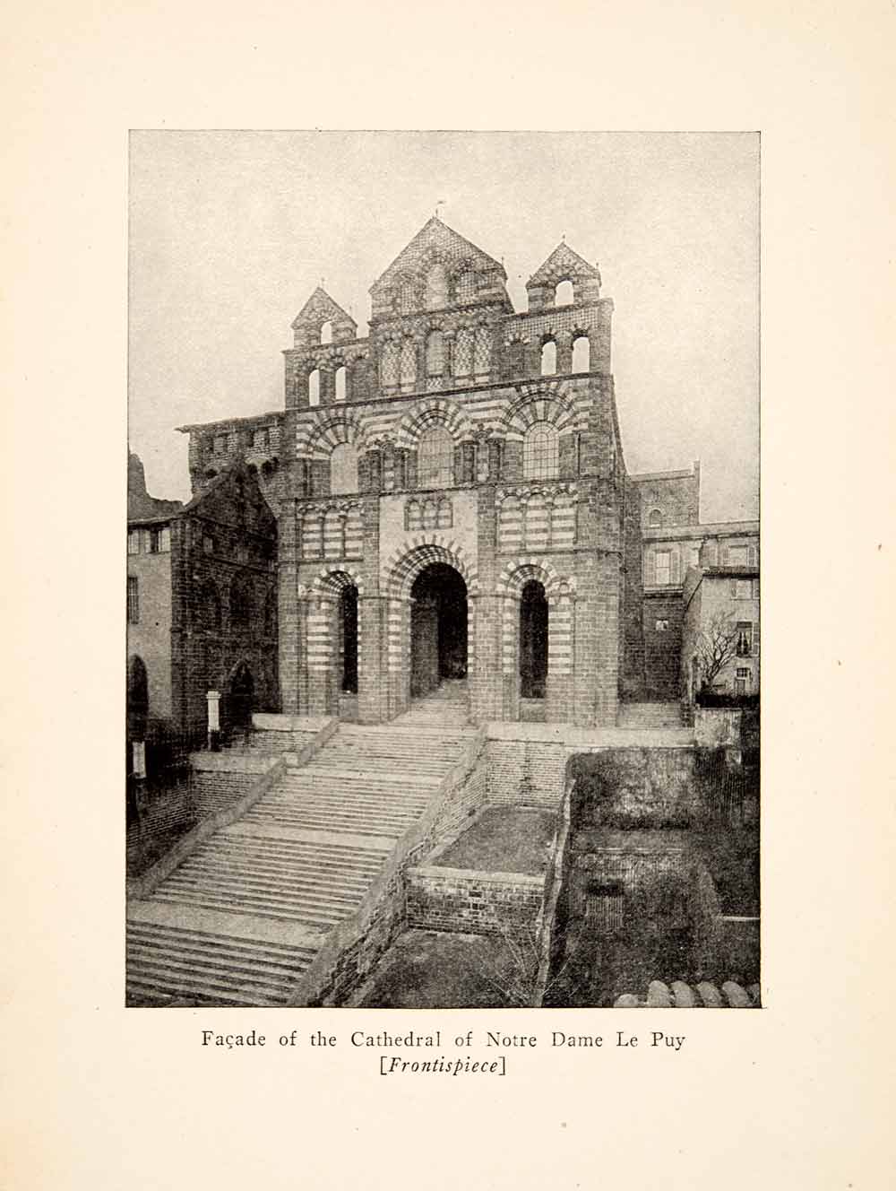 1917 Print Facade Cathedral Nortre Dame Le Puy Roy L. Hilton Roman XGHB6