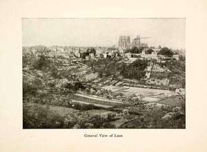 1917 Print View Laon France Roy L. Hilton Cityscape Historic Landmarks XGHB6