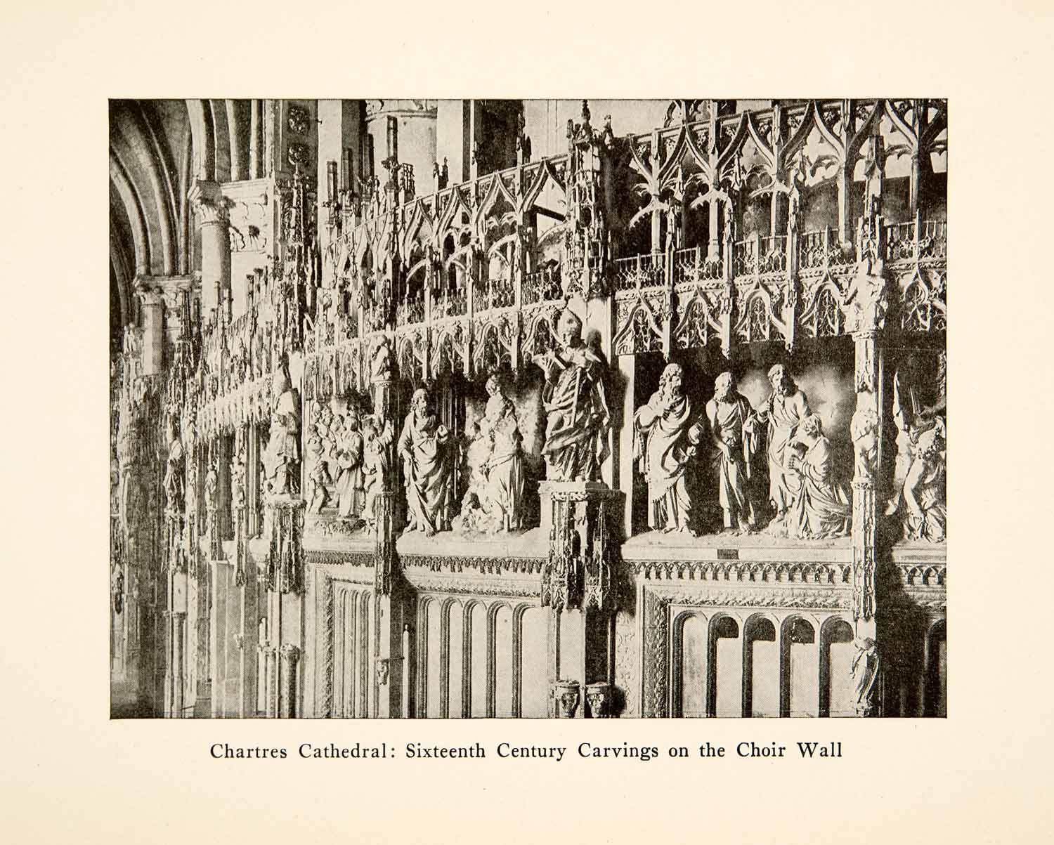 1917 Print Chartres Cathedral Choir Wall France Roy L. Hilton Sixteenth XGHB6