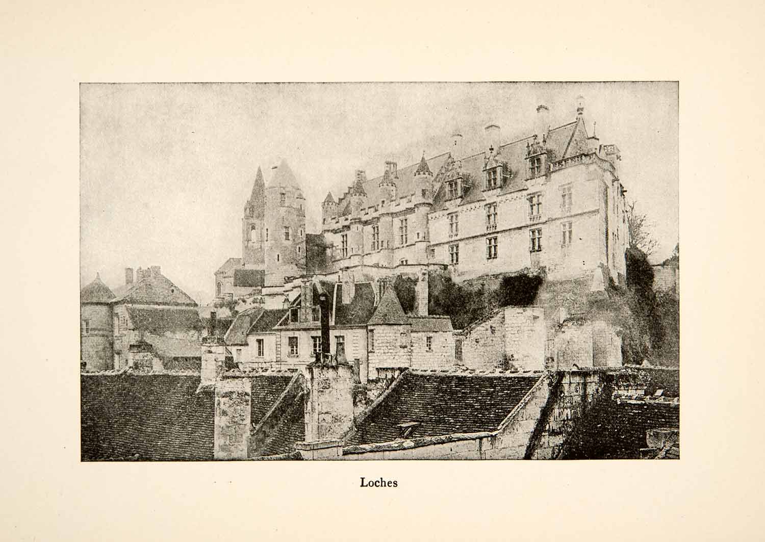 1917 Print Loches Mosastery France Roy L. Hilton Counts Anjou Palace XGHB6