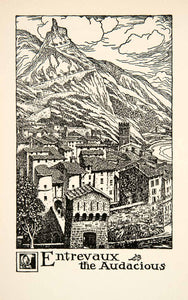 1927 Lithograph Entrevaux Audacious France Medieval Cityscape Thornton XGHB7