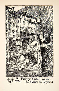 1927 Lithograph Pont-en-Royans France Cityscape Fairy Tale Hill Thornton XGHB7