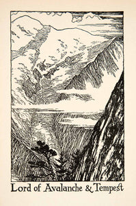 1927 Lithograph Mont Blanc France Mountain Landscape Avalanche Thornton XGHB7