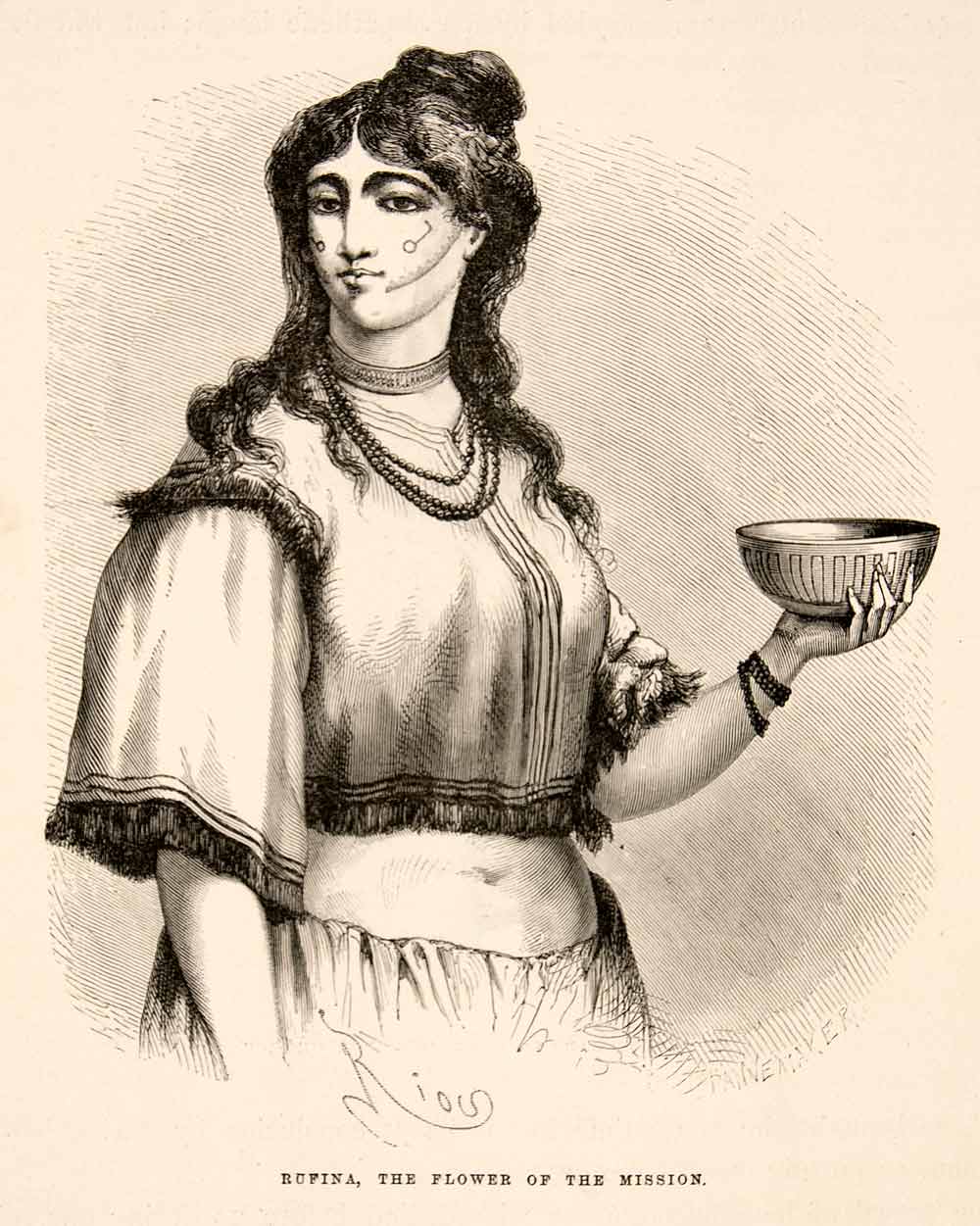 1875 Wood Engraving Rufina Sipibo Indian Sarayacu Mission Peru Woman XGHC1