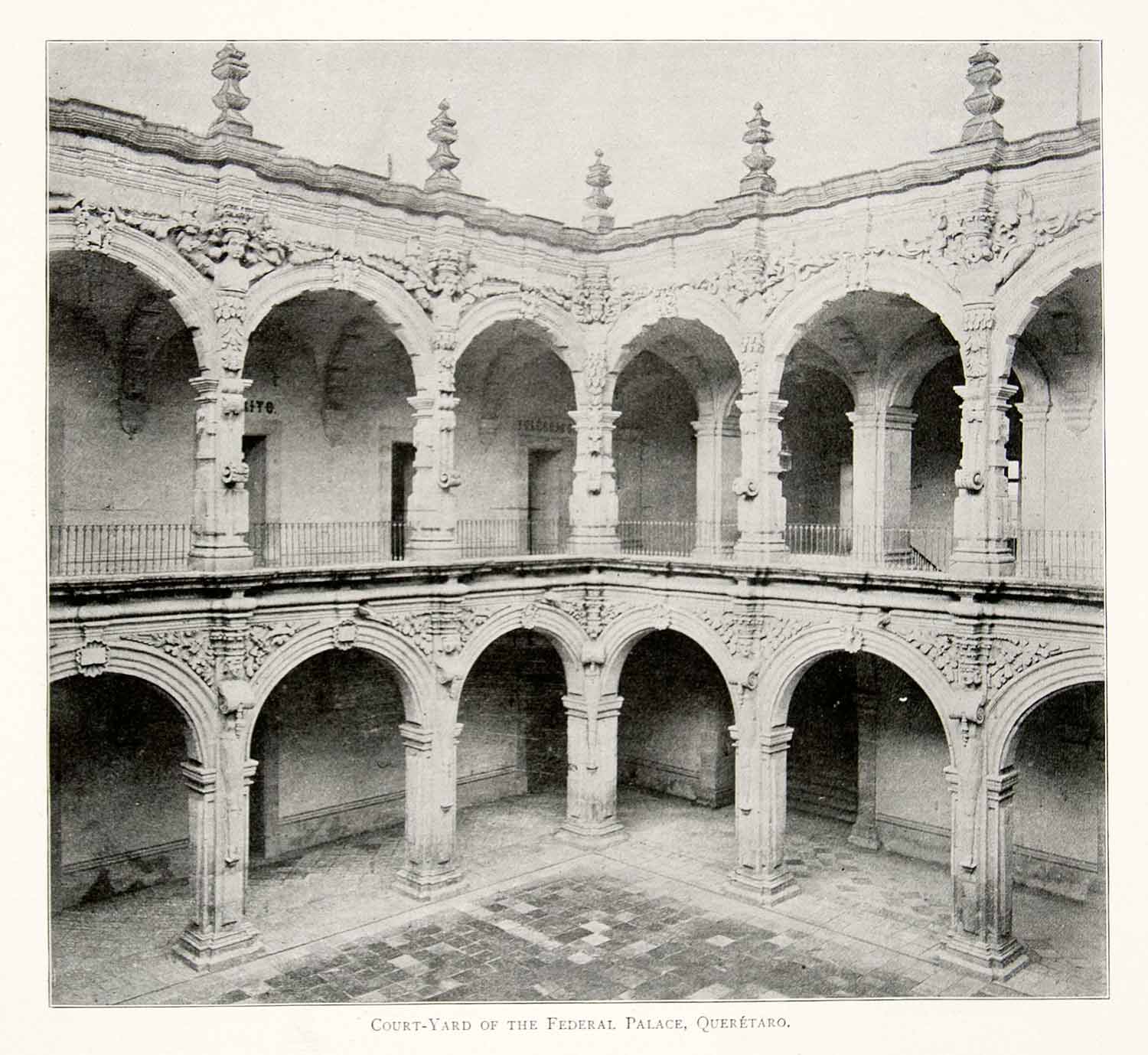 1897 Print Mexico Courtyard Federal Palace Santiago de Queretaro XGHC2