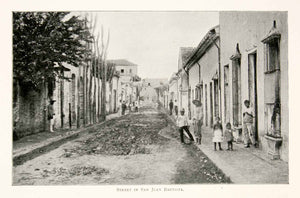 1897 Print Mexico Street San Juan Bautista Cityscape Indigenous People XGHC2