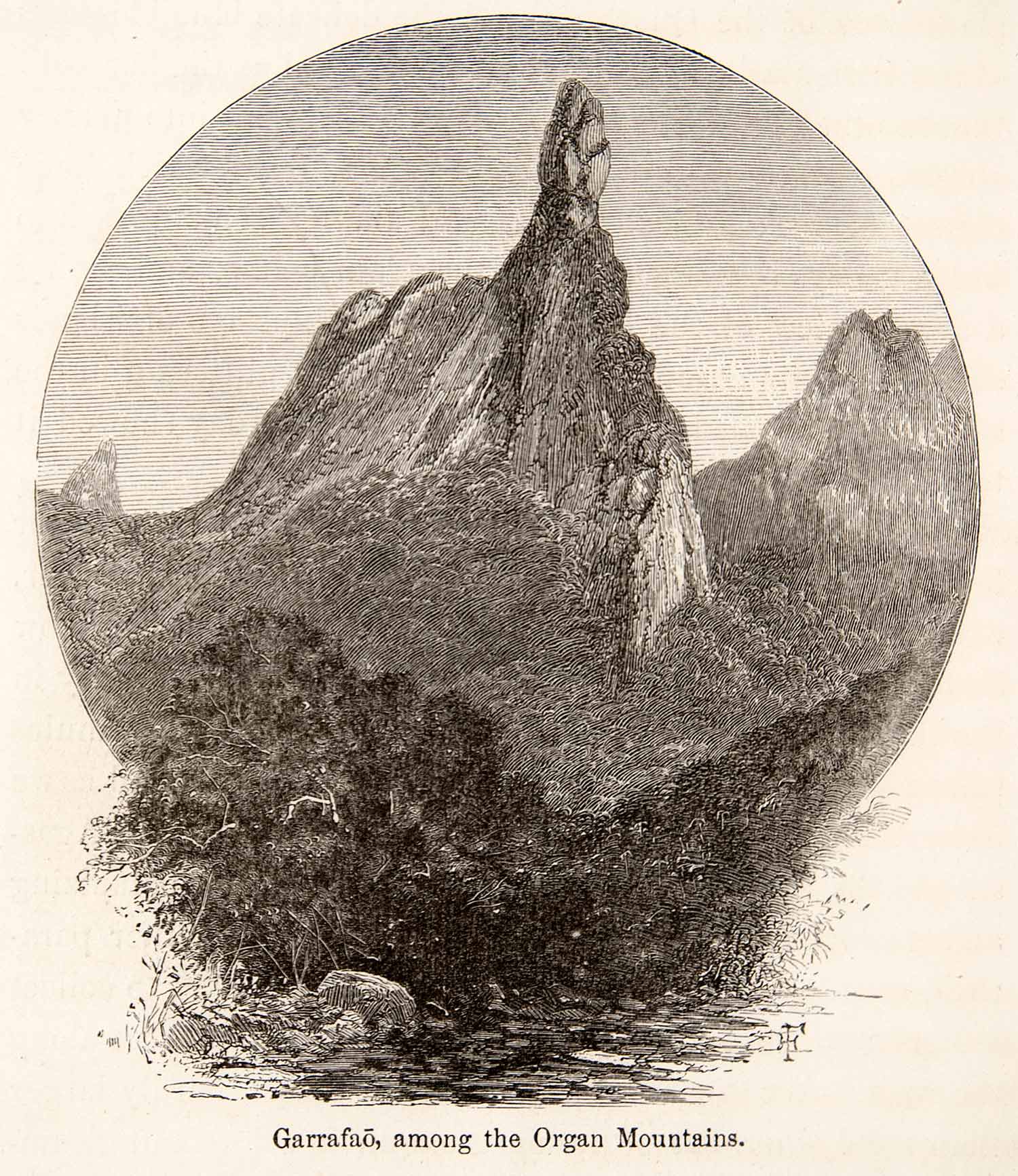 1868 Wood Engraving Garrafao Organ Mountains Boulders Brazil Rio De XGHC3