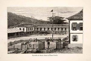 1868 Wood Engraving Fazenda Santa Anna Minas Geraes Brazil Coffee XGHC3