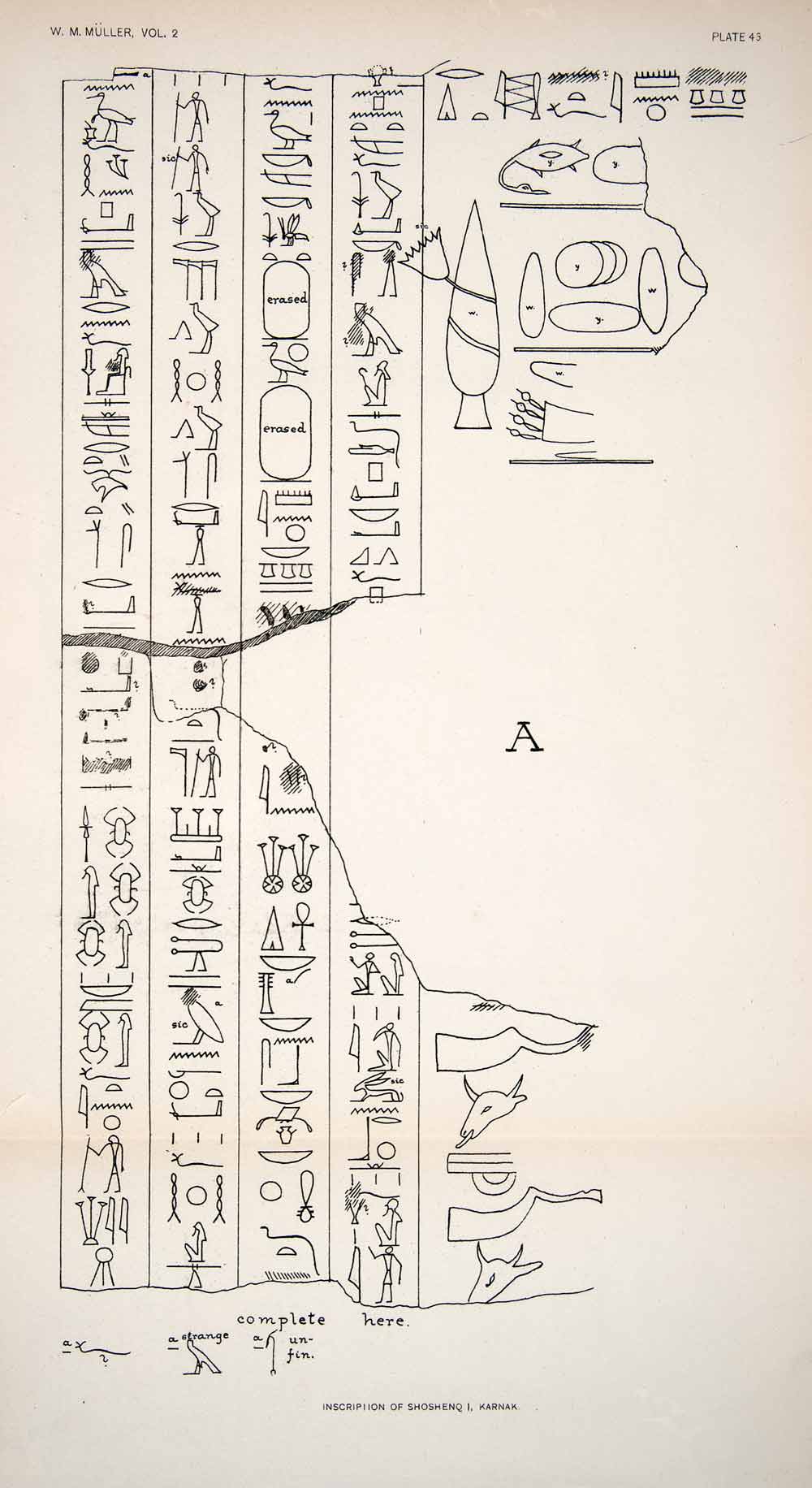 1910 Print Hieroglyphics Shoshenq Pharaoh King Karnak Egypt Meshwesh XGHC5