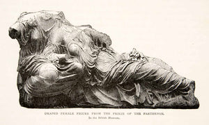 1886 Wood Engraving Frieze Relief Sculpture Parthenon Athens Greece XGHC6