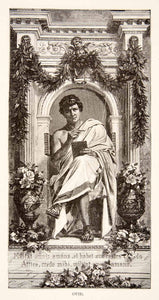 1886 Wood Engraving Publius Ovidius Naso Roman Poet Heroides Amores Ars XGHC6