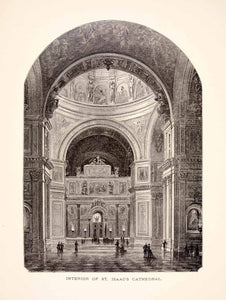 1886 Wood Engraving St Isaac Cathedral Interior Petersburg Russian XGHC7