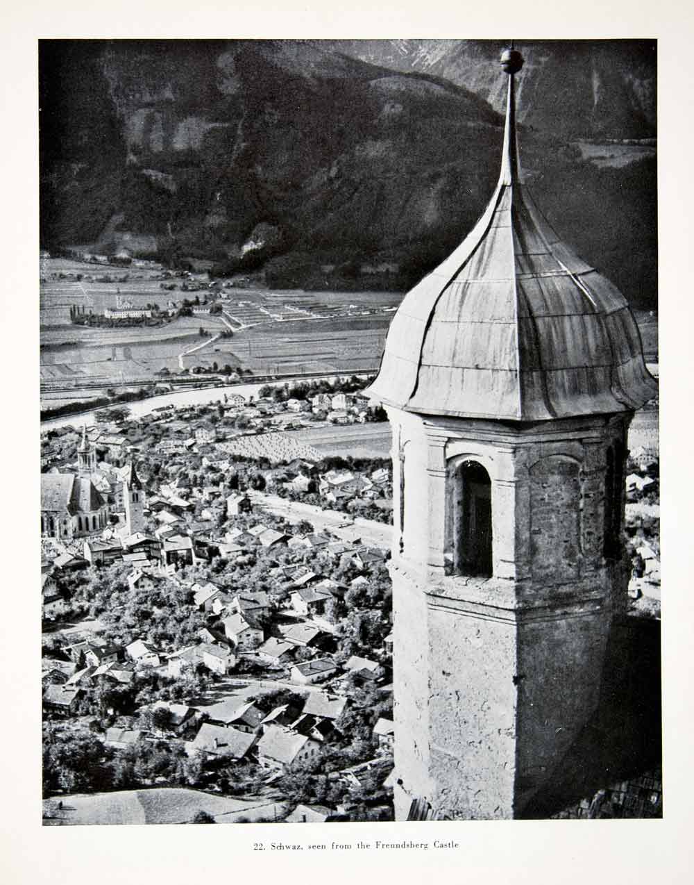 1956 Print Schwaz Freundsberg Castle Falkenstein Tyrol Austria Silver XGHC9