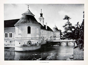 1956 Print Aistersheim Castle Austria Markl Hans Moat Gothic Renaissance XGHC9