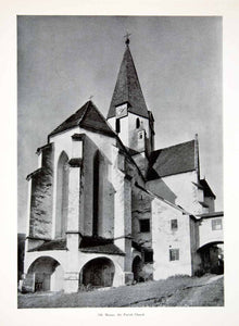 1956 Print Murau Parish Church Nawrath Alfred Gothic Lantern Dead Clock XGHC9