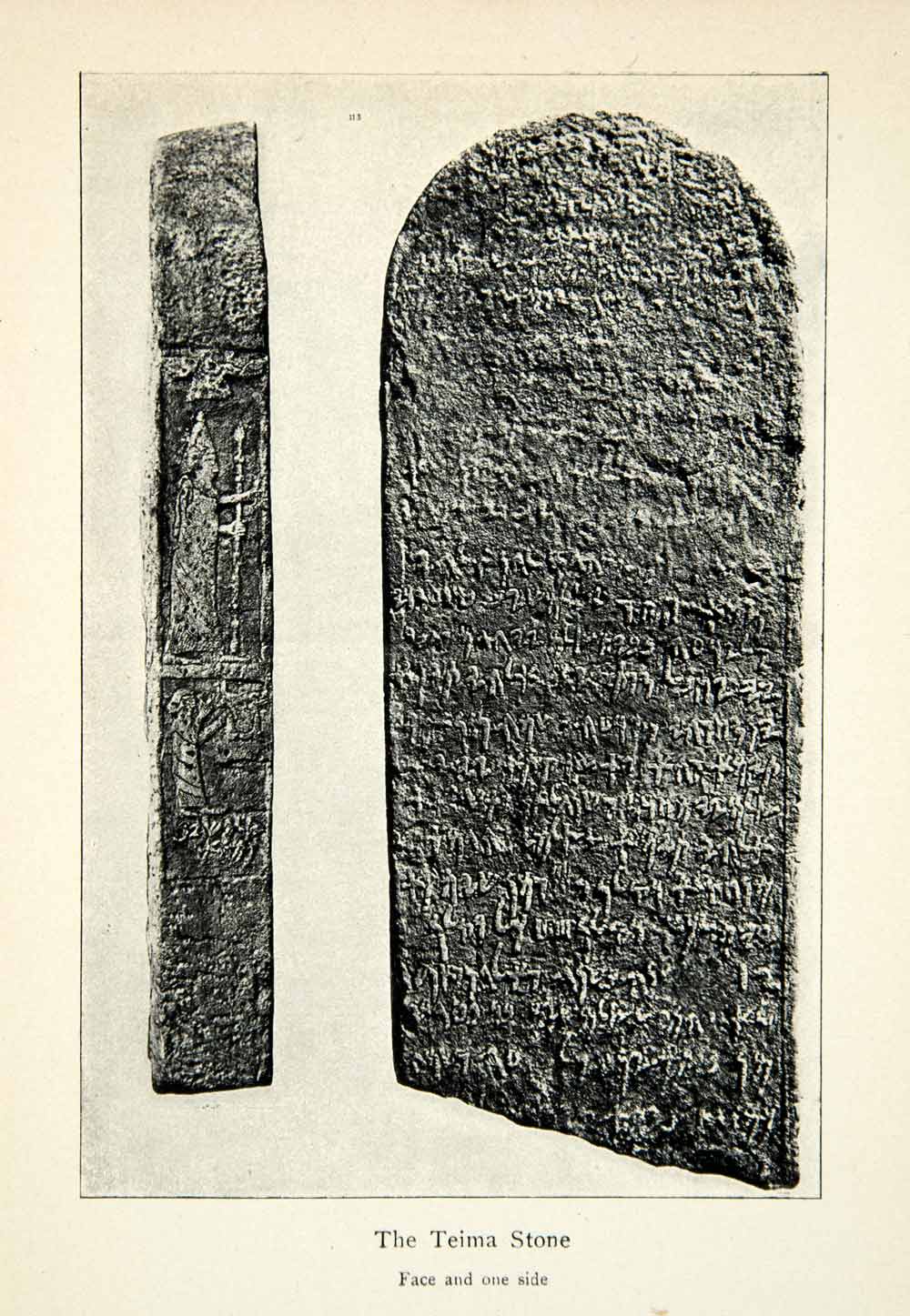 1904 Print Teyma Stone Archeology Salm-Shezib Stele Carving Artifact XGHD5