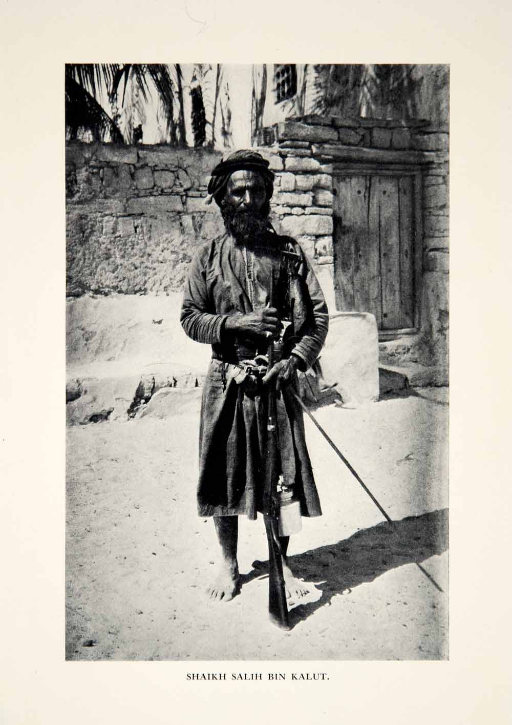 1932 Print Shaikah Salih Bin Kalut Rifle Man Portrait Ethnic Middle East XGHD7