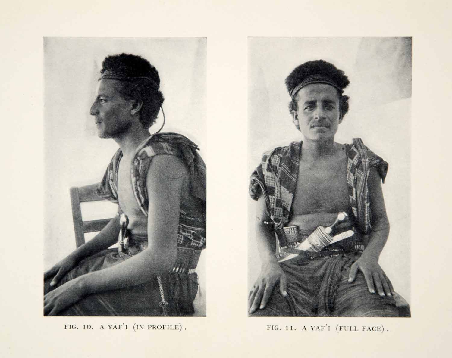 1932 Print Yaf'i Tribesman Traditional Profile Costume Dagger Middle East XGHD7