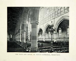 1910 Print Nave Aisle St Paul's Cathedral Melbourne Australia Interior XGHD8 - Period Paper
