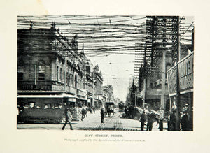 1910 Print Hay Street Perth Historical Street Scene Western Australian XGHD8