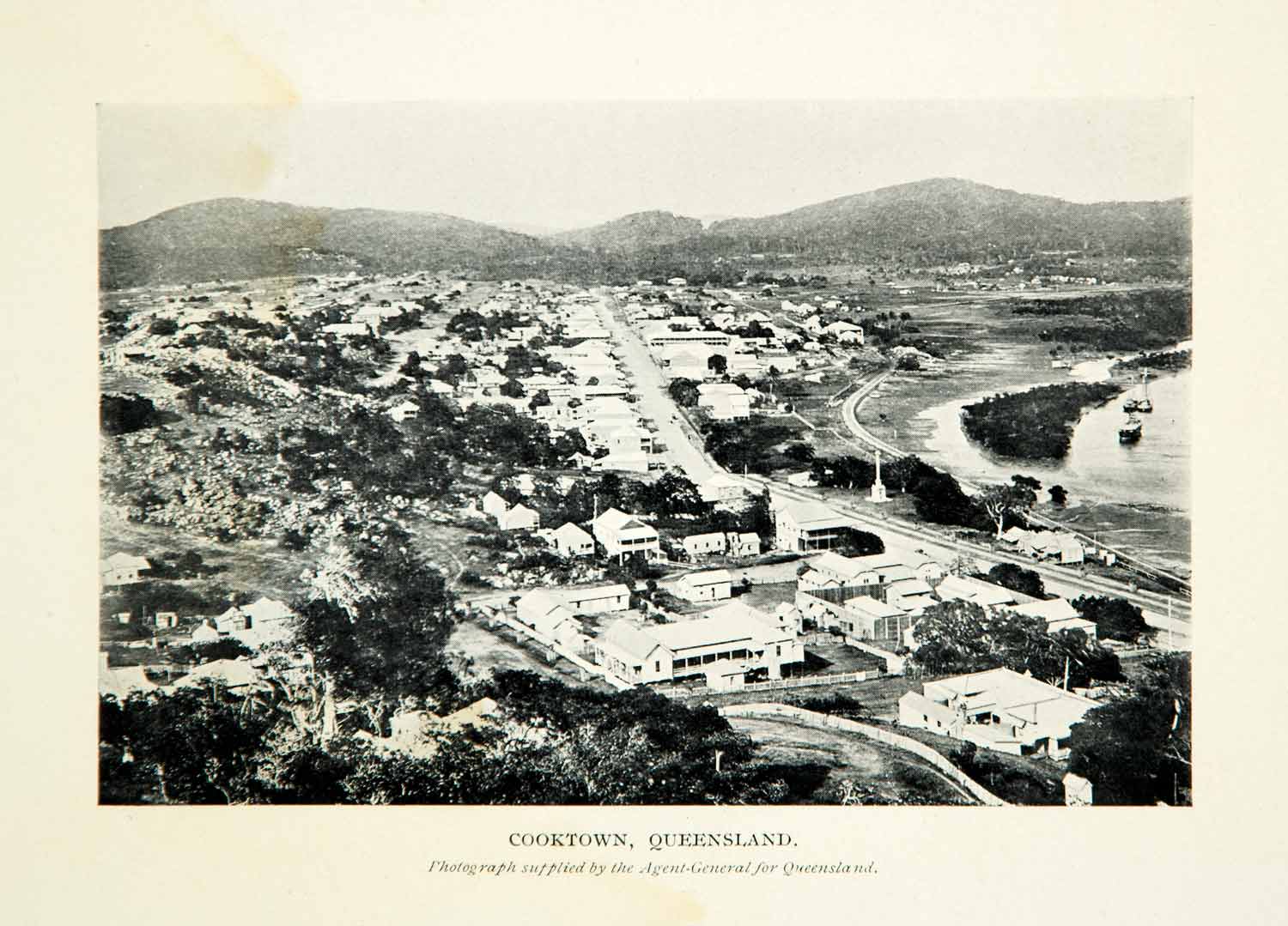 1910 Print Cooktown Queensland Aerial View Historical Image Cityscape XGHD8
