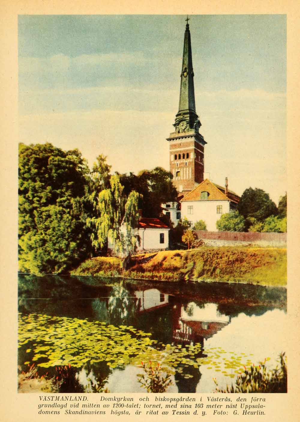 1936 Print Vasteras Cathedral Vastmanland Sweden Church Landscape Art G XGI1