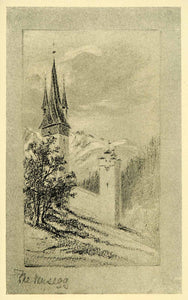 1904 Halftone Print Edith Rawnsley Musegg Tower Fortification Luzern XGI2